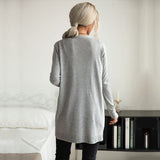 Women Knitted Sweater Autumn Gray, Long Sleeve Sweater Cardigan Long