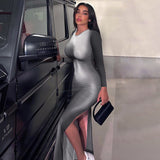 Women Dresse Autumn and Winter Long Sleeve round Neck Dress