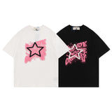 Men T Shirt Five-Pointed Star Graffiti Couple Short Sleeve T-shirt