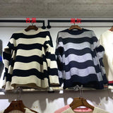 Women Knitwear Autumn and Winter Striped round Neck Sweater Loose Sweater