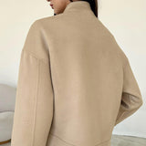 Women Trench Coat Autumn and Winter Woolen Coat Stand Collar Baggy Coat