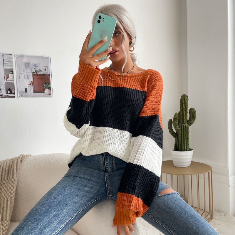 Women Knitted Sweater Autumn Crew Neck