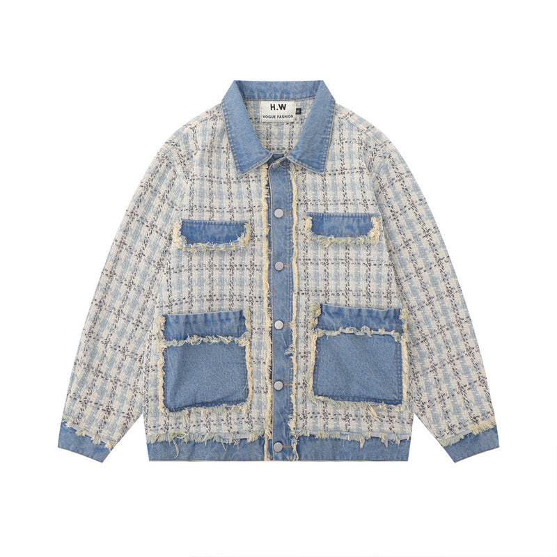 Men Jacket Coat Stitching Three-Dimensional Stickers Winter Loose Street Jacket