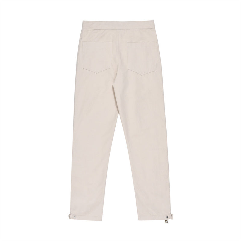 Men Sweatpants Side Metal Breasted Loose Solid Color Straight-Leg Pants