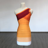 Women Evening Dress Rainbow Dress Striped Sheath Bandage One-Piece Dress Dress