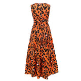 Women Date Dress Summer Leopard Print Maxi Dress
