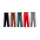 Men Sweatpants Striped Patchwork Casual Pants Zipper Slit Gold Velvet Trousers