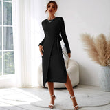 Women Dress Slim Fit Sexy Sheath Long Sleeve Dress