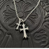 Chrome Hearts Necklace Vintage Double Cross Diamond Pendant for Men and Women
