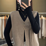 Women Knitwear Spring and Autumn V-neck Knitwear Loose Vest