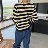 Women Cardigan Sweater Striped Sweater Cardigan Autumn round Neck Long Sleeve Top Women 8t7282