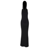 Women Dresses Spring Sexy Backless Hooded Slim Fit Sleeveless Dress