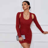 Women Dress Sexy off-the-Shoulder Bag Hip Dress