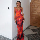 Women Dresses Summer Slim Fit Long Dress Sexy V-neck Strap Dress