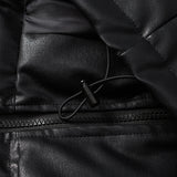Unisex Winter Cotton Coat Letter Printed Stand-up Collar Cotton-Padded Clothes PU Leather Cotton-Padded Jacket