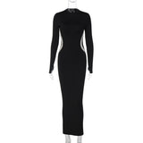 Women Dresses Fall Slim Fit round-Neck Long-Sleeved Dress