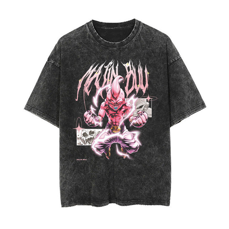 Washed Summer Vintage Printed T-Shirt Rap Men's and Women's Short Sleeves