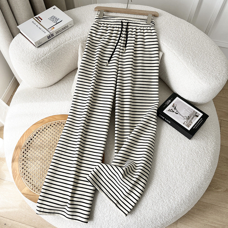 Women Sweatpants Striped Wide-Leg Pants Straight Casual Pants