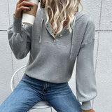Women Knitted Sweater Autumn Long Sleeve Hooded Knitted Sweater
