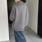 Women Winter Knitted Sweater Autumn and Winter Loose-Fitting Long Sleeve Sweater 1t8850