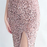 Harlem Nights Outfits Velvet High-Density Sequined Fishtail Evening Dress