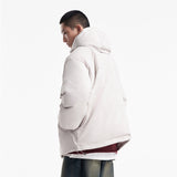 Unisex Winter Cotton Coat Patch Decoration Hooded down Jacket Retro Loose down Jacket