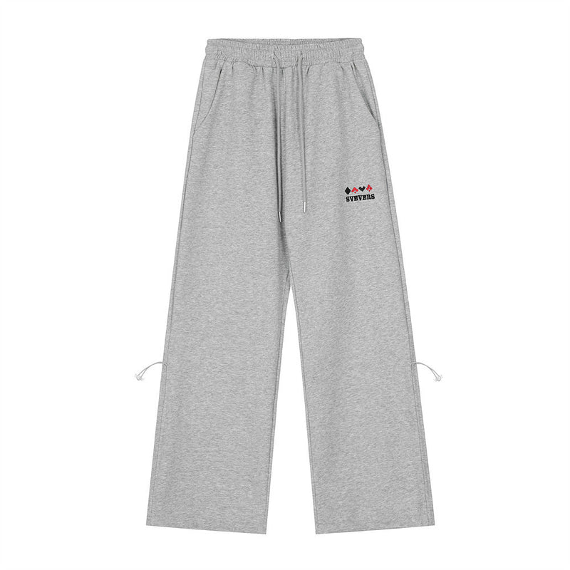 Men Sweatpants Straight Loose Track Sweatpants Simple Embroidery Casual Wide-Leg Trousers