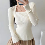 Women Sweater Knitwear off-Shoulder Pullover Slim Bottoming Shirt