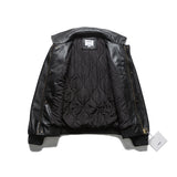 Unisex Winter Cotton Coat Three-Dimensional Pocket Decoration Lapel Cotton-Padded Coat Retro Loose PU Leather Cotton-Padded Jacket