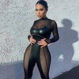 Women Jumpsuit Autumn Crew Neck Back Long-Sleeve Zipper Jumpsuit