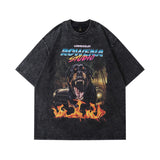 Men T Shirt Vintage Distressed Small Neckline Short Sleeve T-shirt