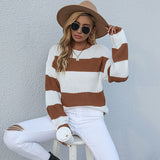 Women Knitted Sweater Autumn Middle East Clothing Pullover Loose round Neck Multicolor Sweater