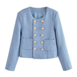 Women Woolen Coat Classic Style Spring and Autumn Short Coat Jacket