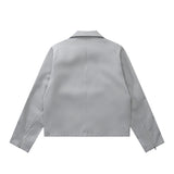 Women Jacket Autumn Zipper Casual Solid Color Polo Collar Pilot Jacket