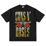 Mens Vintage Rock Band T-Shirt Guns & Roses Vintage Washed Short Sleeve T-Shirt Crew Neck Print
