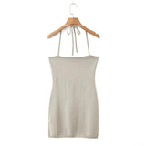 Women Sweater Knitwear Knitting Suit Sexy Sling Dress Ripped Sweater Two-Piece Set