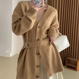 Women Knitwear Fall/Winter V-neck Sweater Coat Loose Knitted Cardigan