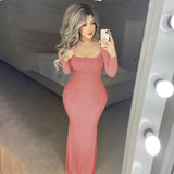 Women Dresses Casual Long Sleeve Slim Fit Camisole Dress (Bla0420)