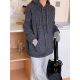 Women Knitted Pullover Spring and Autumn Loose Casual Hooded Sweater Knitwear