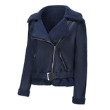 Red Leather Jacket Fall/Winter Suede Fabric Jacket Turn-down Collar Coat