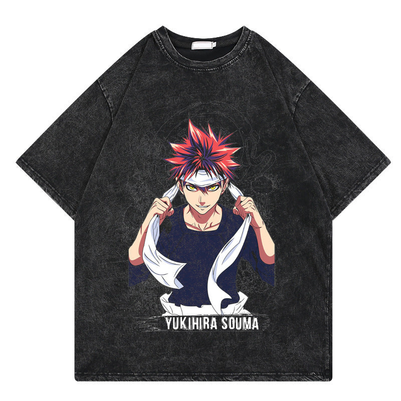 Washed retro t-shirt street print graphic casual