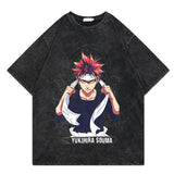 Washed retro t-shirt street print graphic casual