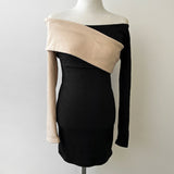 Women Dresses off-Shoulder Long Sleeve Dress Hip Skirt