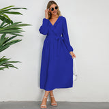 Women Date Dress Sexy Pleated V-neck Dress