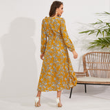 Women Date Dress Autumn and Winter Leisure Floral Print Long Sleeve Dress
