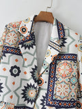 Women Suits Autumn Winter Retro Loose Printed Suit Coat Suit
