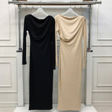 Women Dresses Long Sleeve Dress Spring Long Skirt Pleated
