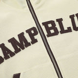 Women Jacket Letter Affixed Cloth Embroidered Turtleneck Multi-Color Coat