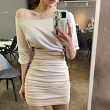 Women Dresses Short Skirt Hip Skirt Sexy off-the-Shoulder