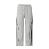 Men Sweatpants Sports Casual Pants Men's Striped Stitching Loose Straight Elastic Trousers